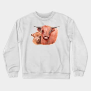 Highlander Cow with Calf-g Crewneck Sweatshirt